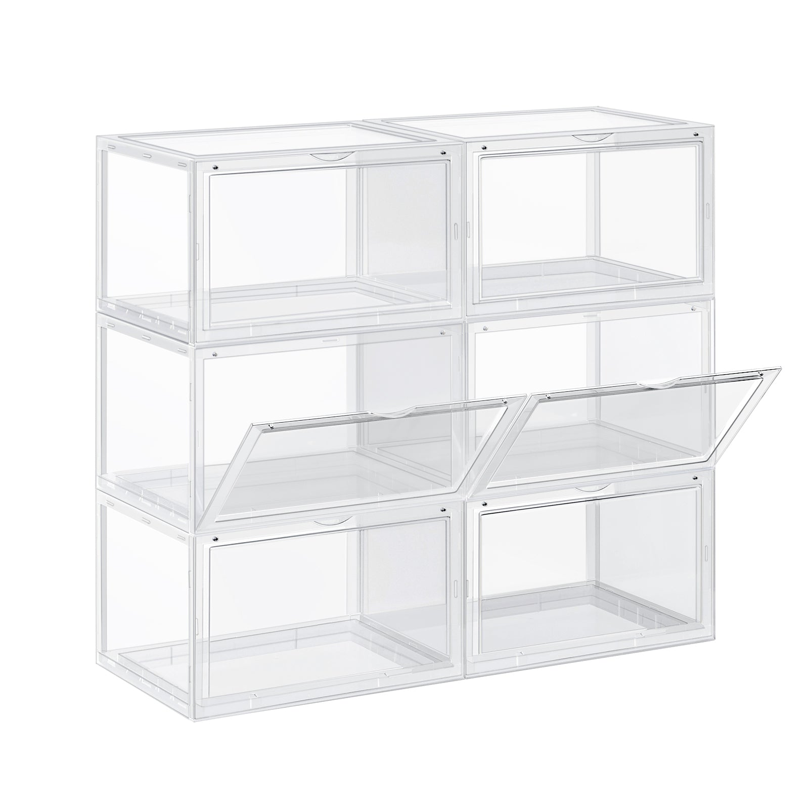 Shoe boxes - Set of 6 - Stackable storage boxes - 46.36 x 28 x 22 cm - Transparent