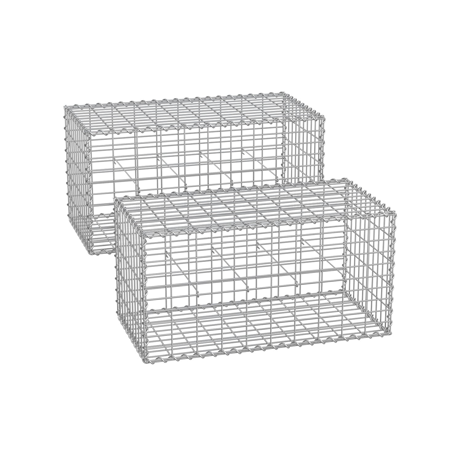 Wire basket - 100 x 30 x 30 cm - Set of 2 - Silver