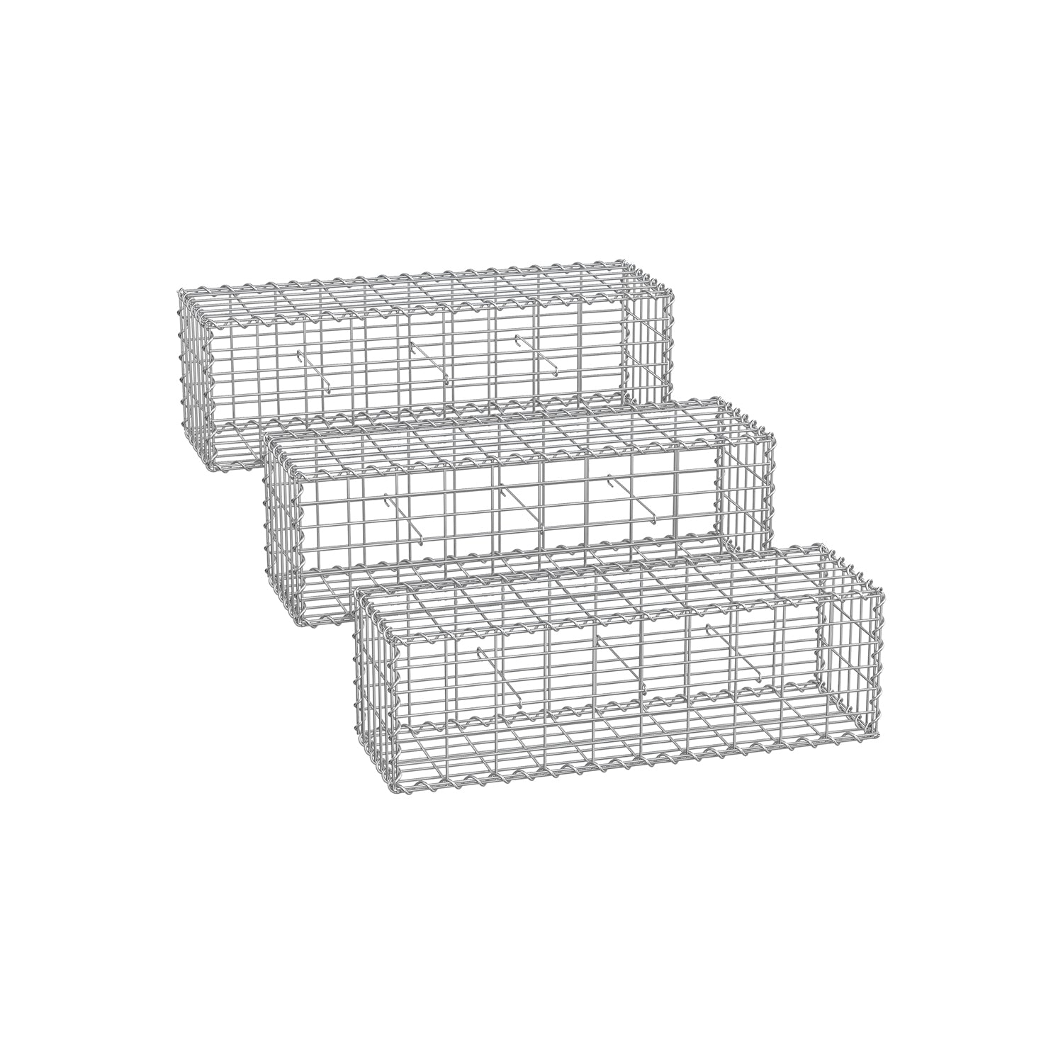 Wire basket - Set of 3 - 5 x 10 cm Maas width - Silver