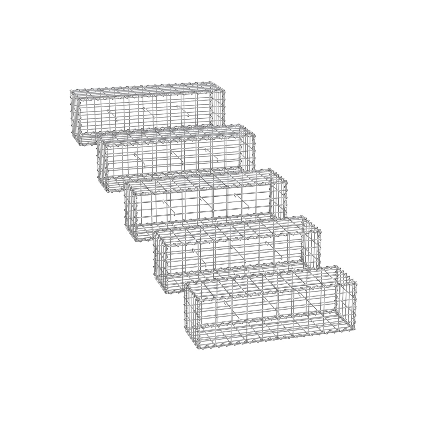 Schans baskets - Set of 5 - 5 x 10 cm Maaswoodte - Silver