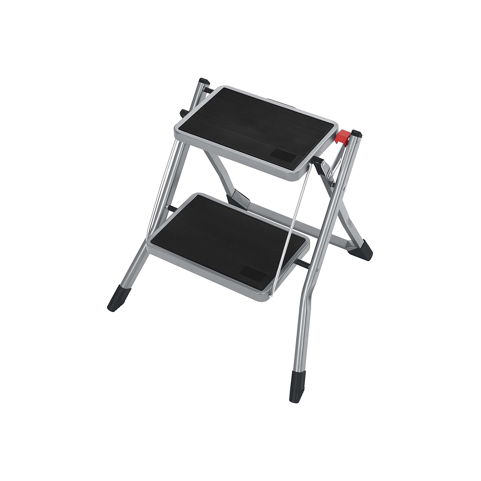 Stairladder - Metal frame - 2 steps - Anti -slip - Gray