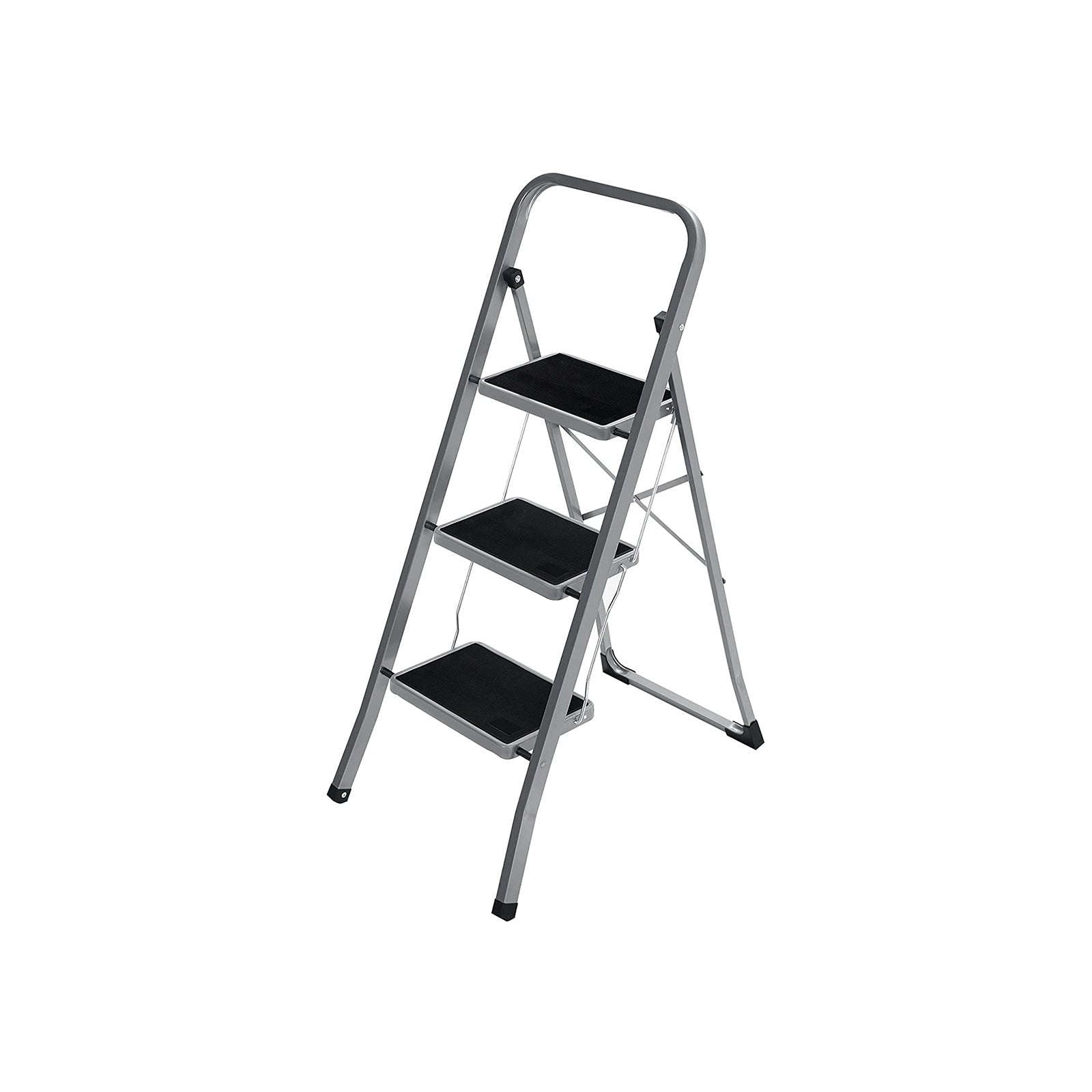 Stapping stool - With 3 steps - Metal frame - Gray / black