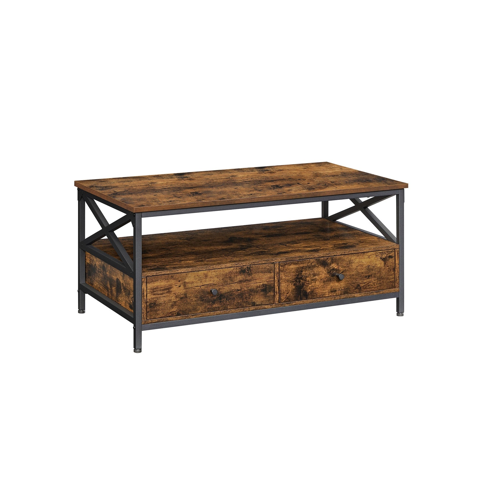 Coffee table - Living room table - With 2 drawers - 100 x 55 x 45 cm - Brown