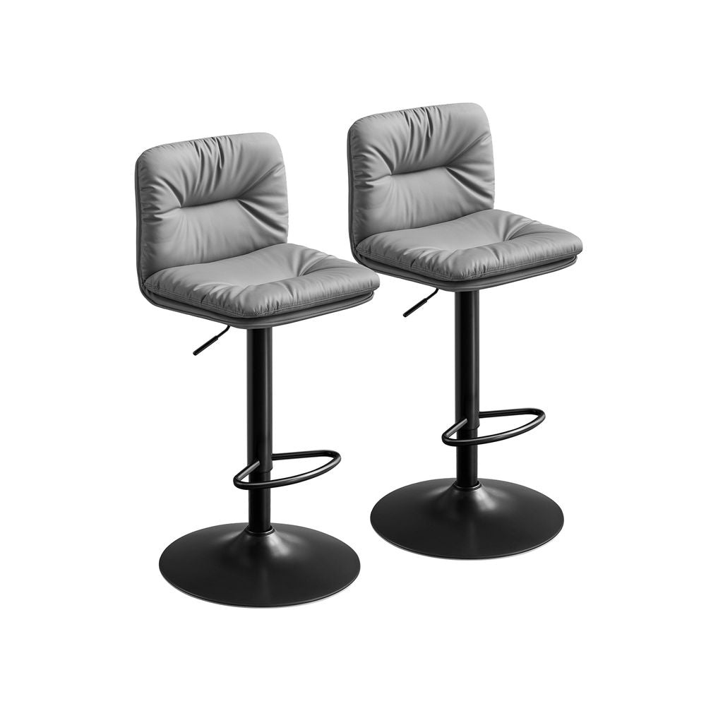 Bar stools - Set of 2 - Quilted seat - Rotable - Gray