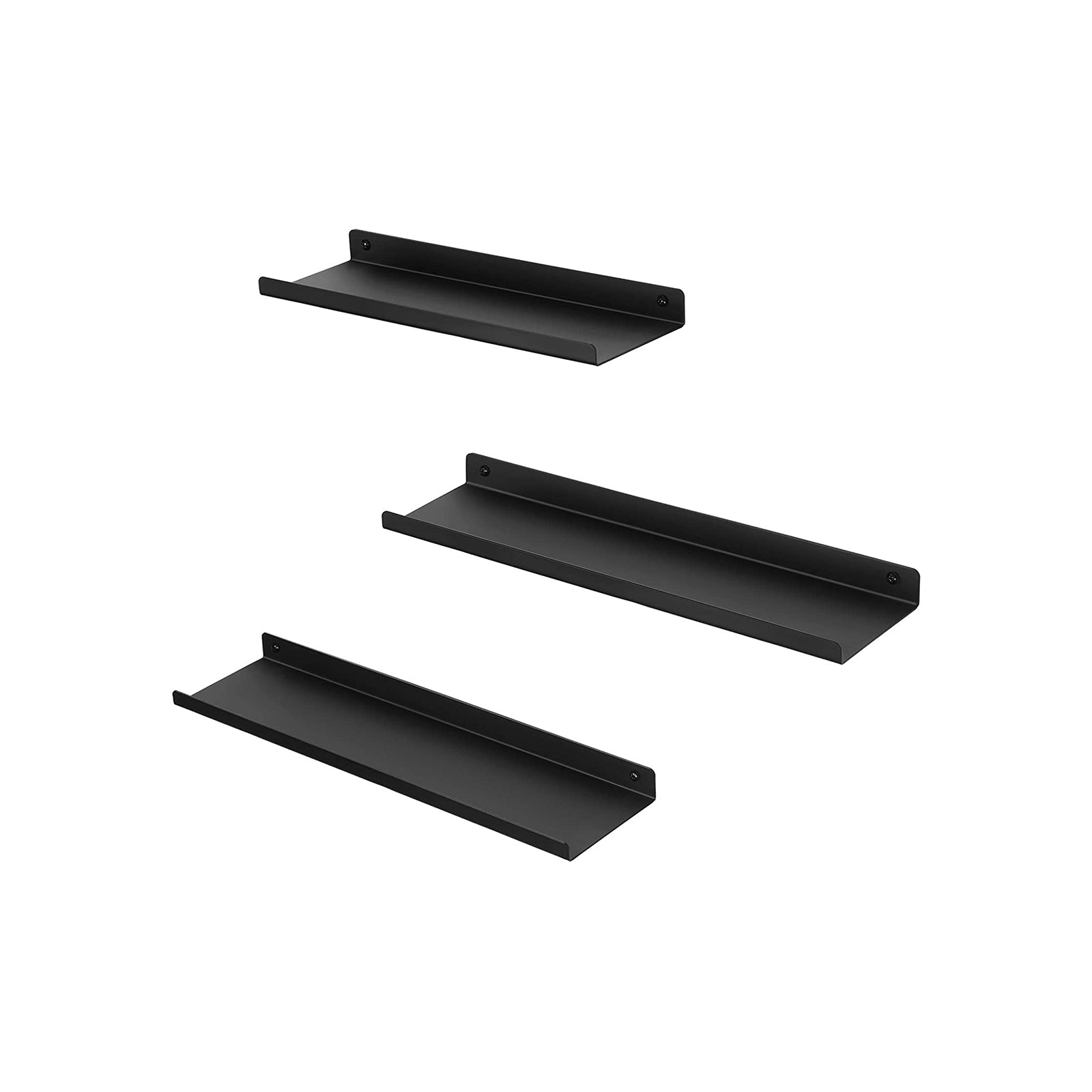 Wall racks - Set of 3 - Floating Metal - Industrial Design - Black