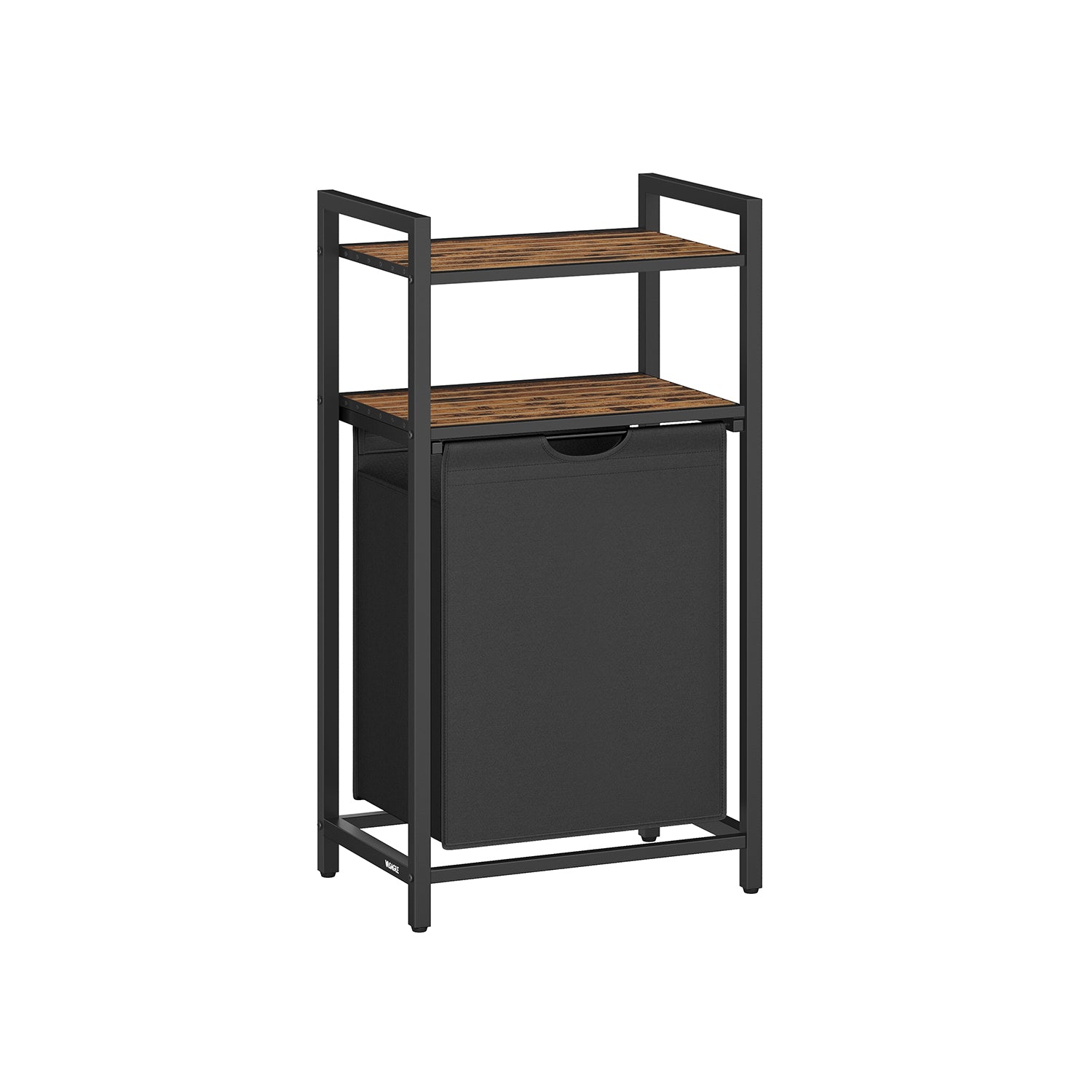 Laundry basket with 2 shelves 65 liters of vintage brown-black