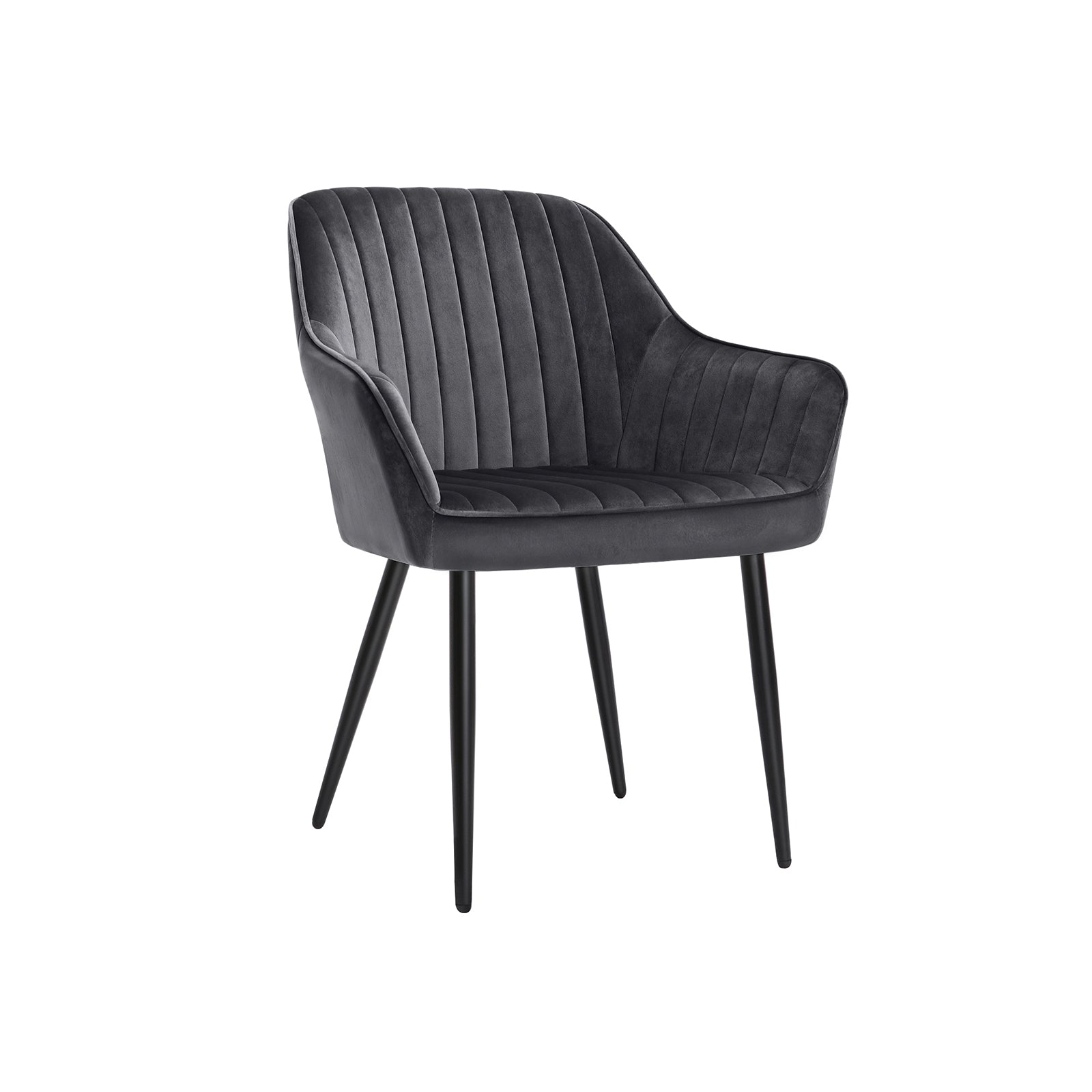 Dining room chair - Kitchen chair - Velvet seat - Metal legs - Dark gray