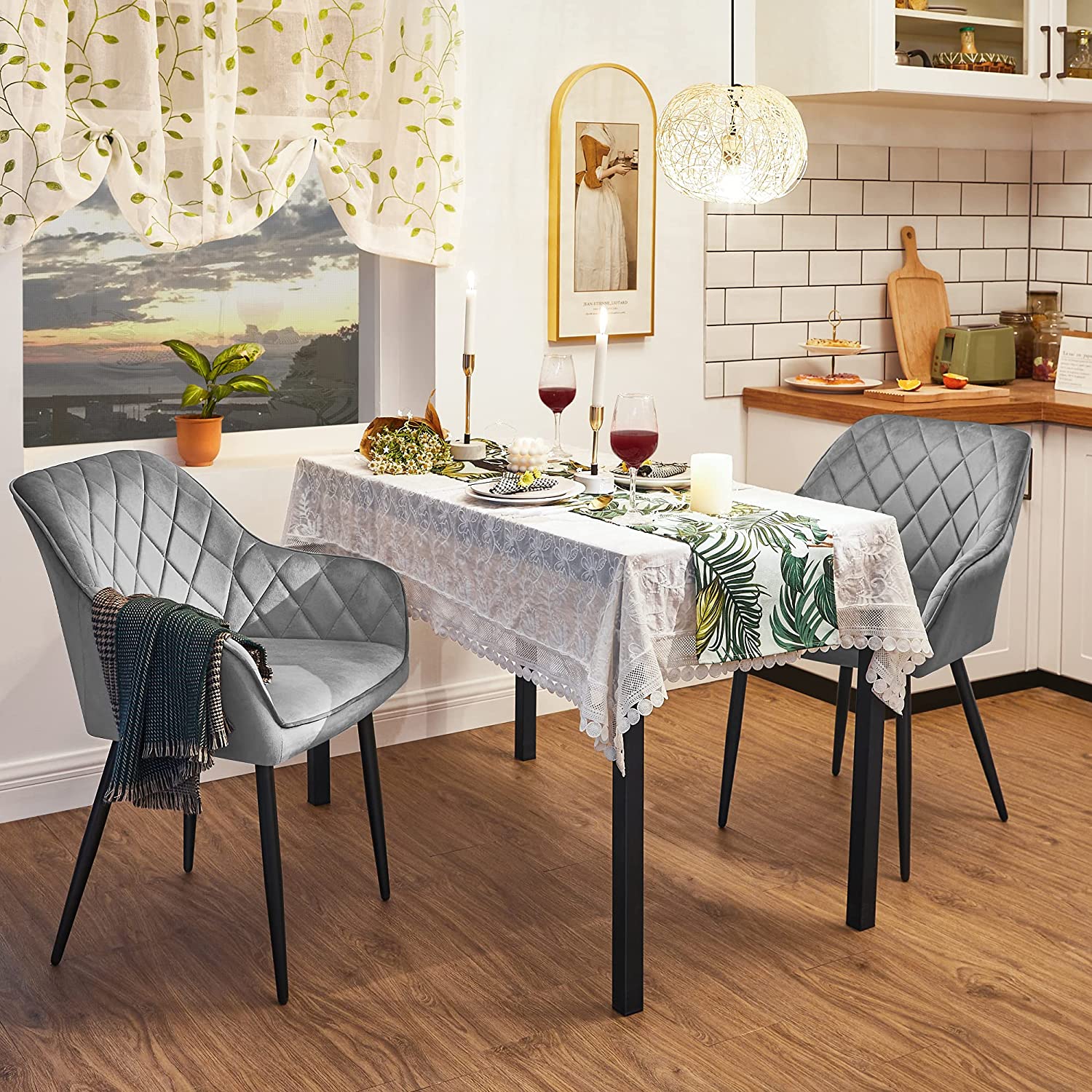 Upholstered seats set of 4 light gray