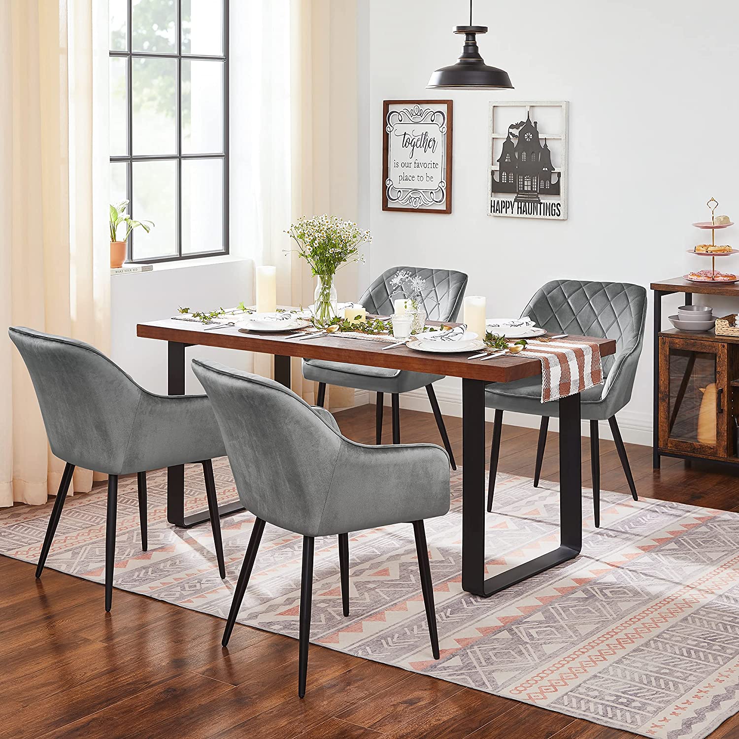 Upholstered seats set of 4 light gray