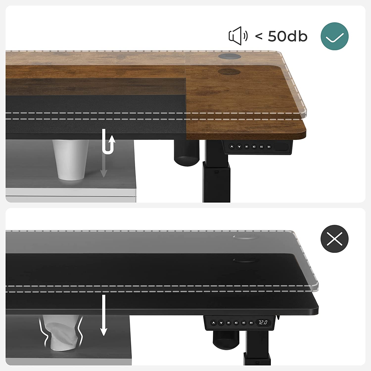 Sit stand desk - computer table - height adjustable